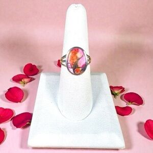 Spiny Oyster Turquoise Ring .925 Sterling Silver - Sz 7.5